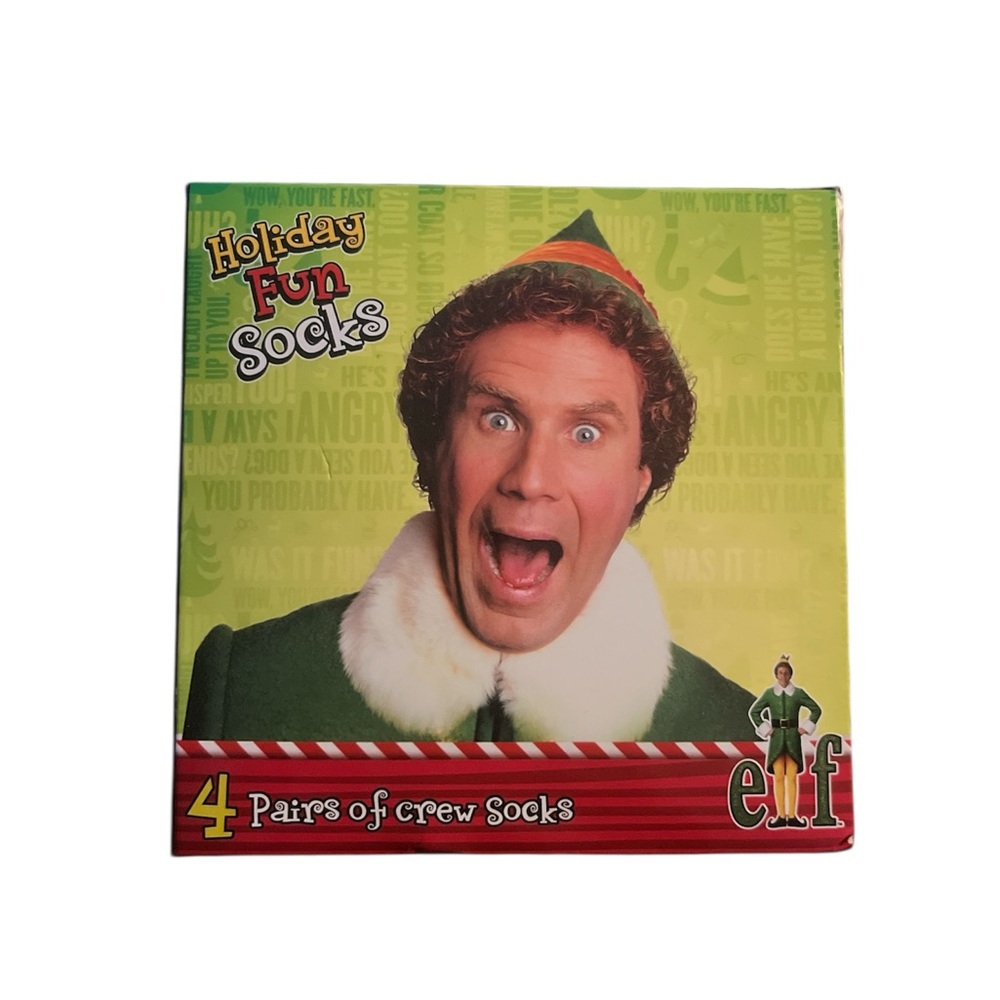 Holiday Fun Socks - Elf Theme  Crew Socks (4 Pairs)